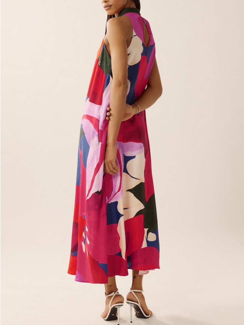 Farm Rio Anthropologie Red Motif Halter Maxi Dress S - Picture 3 of 10